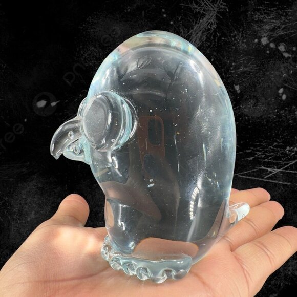 Lucio Zanetti Murano Clear Glass Big Eyed Bird Owl Whimsical Italian Glass VTG - Picture 2 of 15